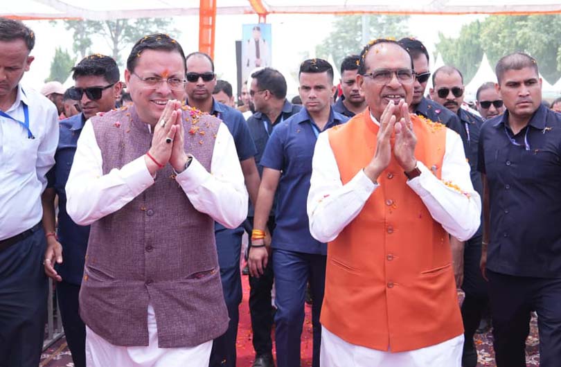 Shivraj Singh Chauhan with CM Dhami